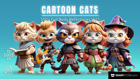 550+ Cartoon CATS Vol.1 - FULL BODY References