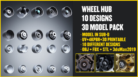 Wheel Center Hubs - 10 Designs 3D MODEL PACK