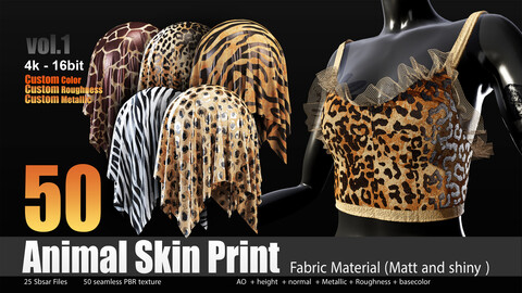 50 Animal Skin Print Fabric Materials (Matt and shiny )