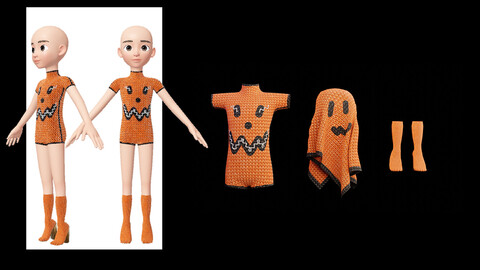 Pumpkin Ghost Outfit ( Zepeto Size )