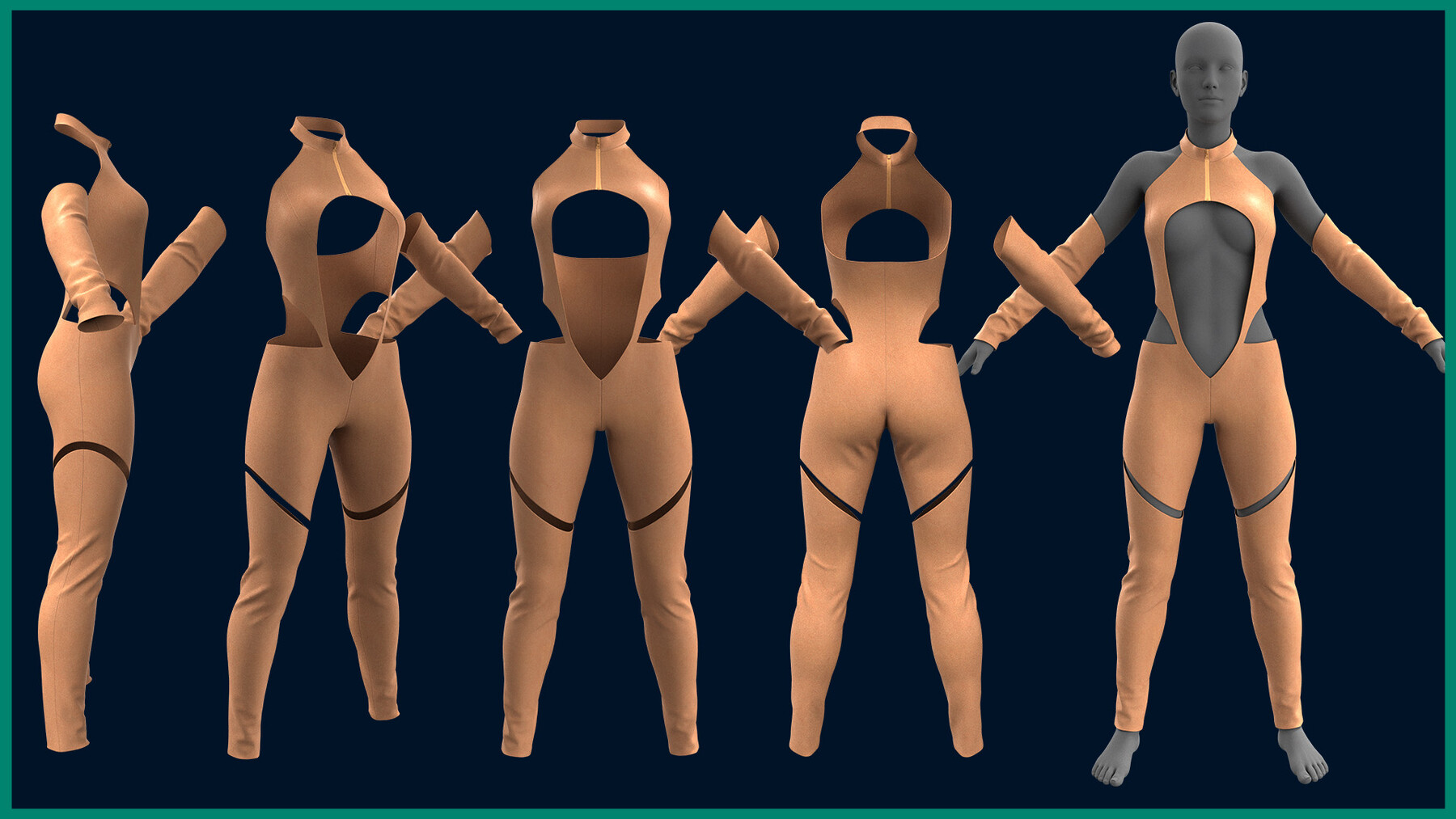 ArtStation - 5 female body suit/ zprj+obj+fbx/ clo3d, marvelous