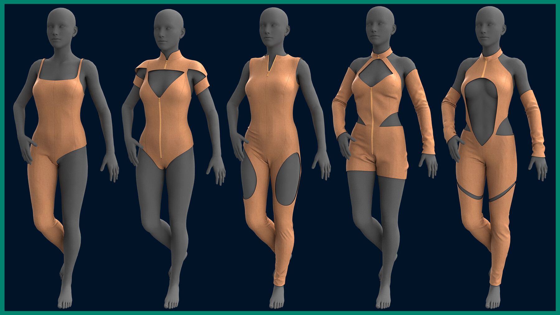 5 female body suit/ zprj+obj+fbx/ clo3d, marvelous designer