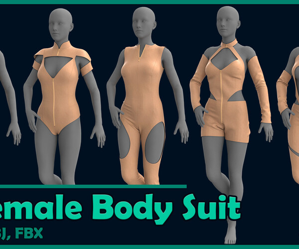 ArtStation - 5 female body suit/ zprj+obj+fbx/ clo3d, marvelous designer |  Game Assets