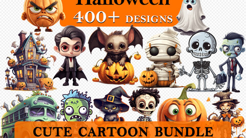 400+ Halloween Pumpkin Cute Cartoon Clipart Bundle, Spooky Pumpkin Graphics, Halloween Paper Craft, Pumpkin Decor art, Halloween Printable Art, Wall Decor, Party Decorations, Commercial Use, PNG SVG