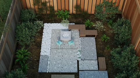 courtyard patio landscape 3d model