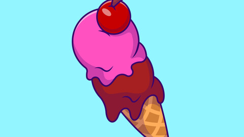 Ice Cream Cone Cartoon Vector Illustration