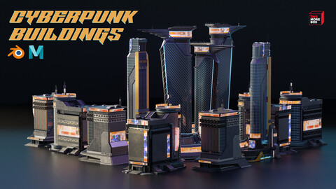 Cyberpunk Buildings - Part 01 - Game Ready Assets