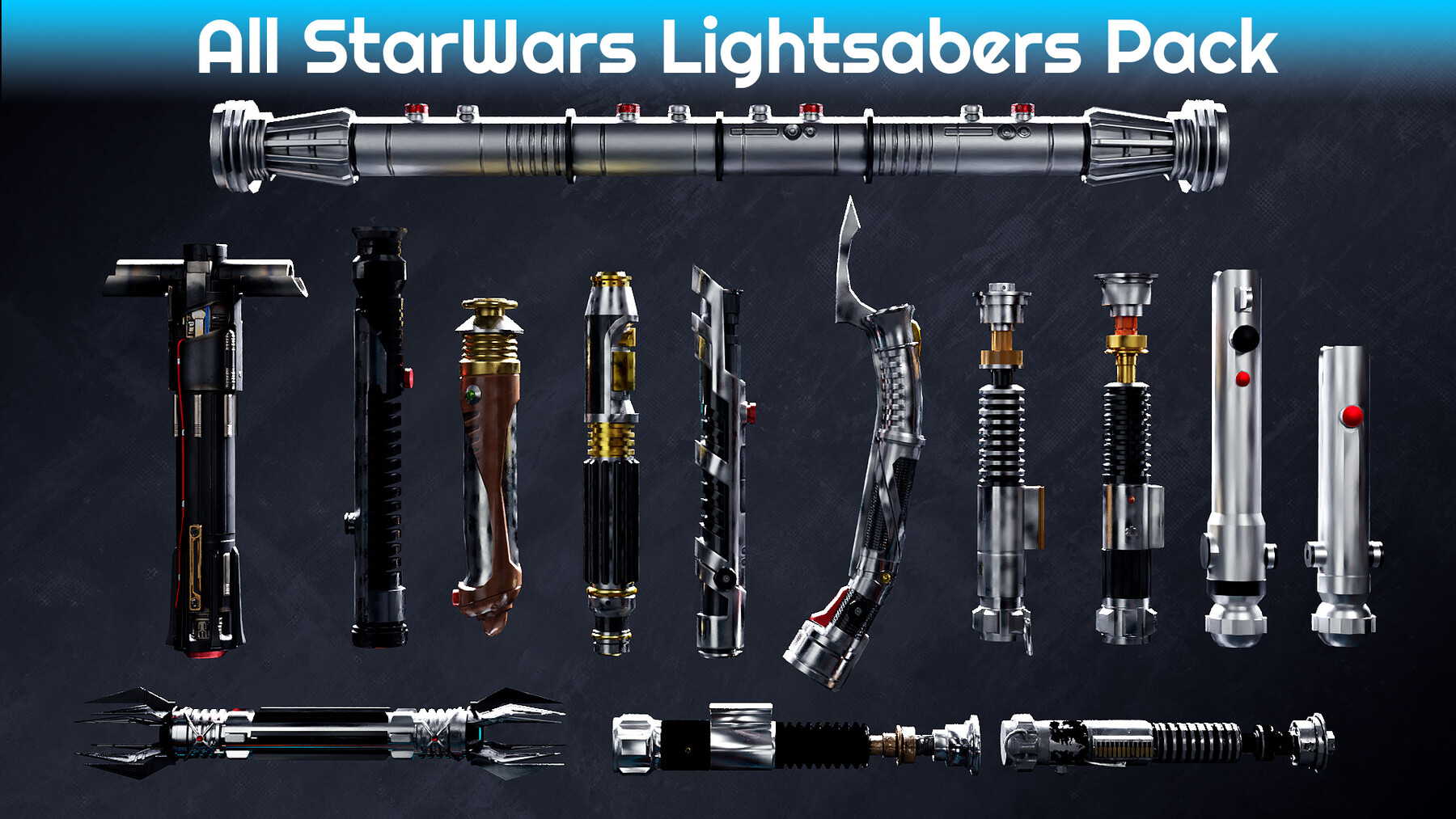 ArtStation - 20 Realistic lightsabers 3D Models with Textures | Game ...