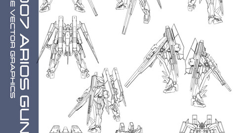 Gundam Arios SVG 10-Pack SVG Collection: Detailed Vector Graphics for Customization, Modeling, and Paint Scheming for Gunpla