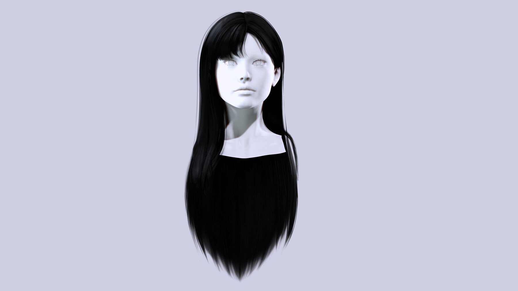 long straight hair 3D model