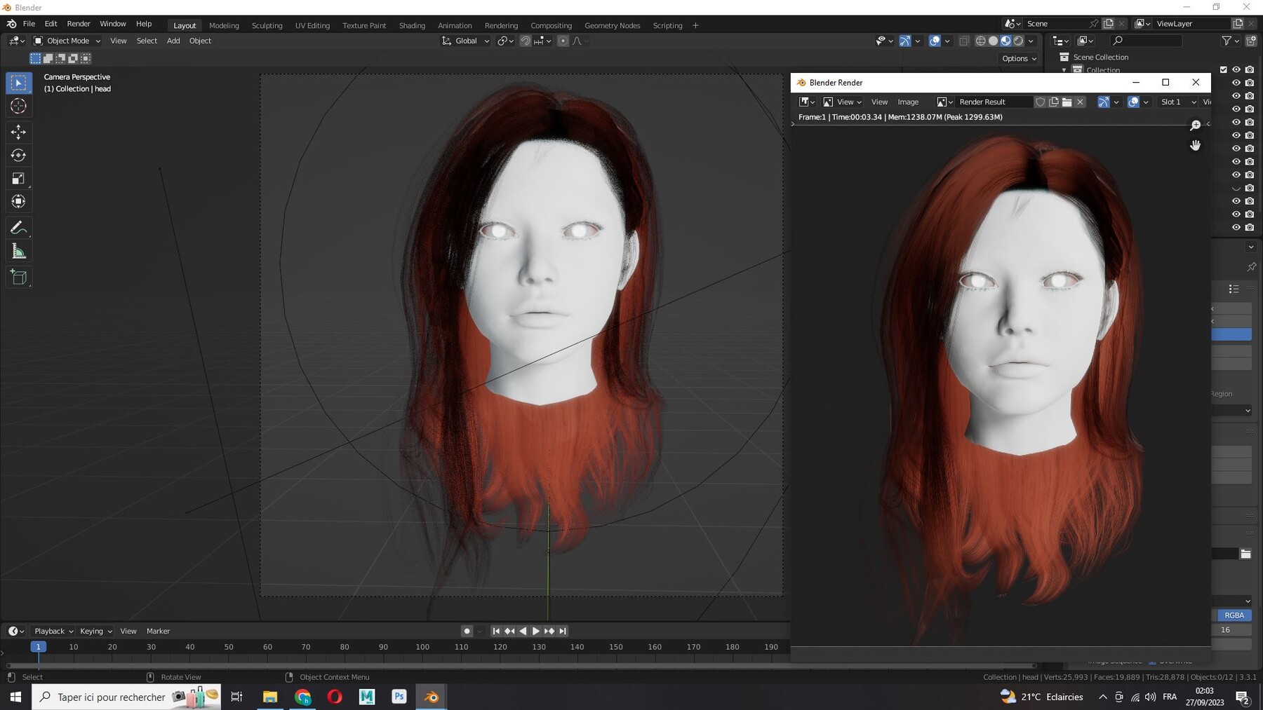 ArtStation - Female Straight Hair card Low-poly