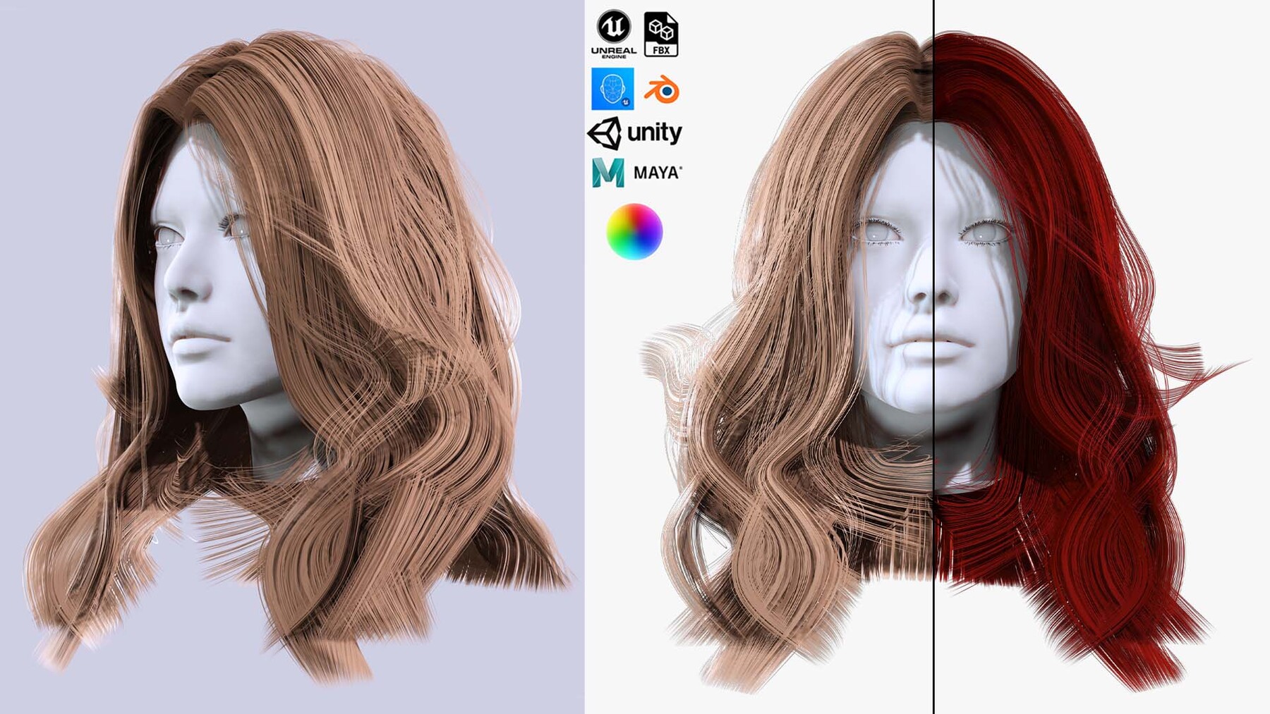 ArtStation - Female Straight Hair card Low-poly