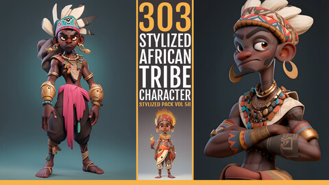 303 Stylized African Tribe Character VOL58