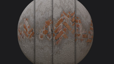 Customizable Damaged_Brick_Wall PBR Material