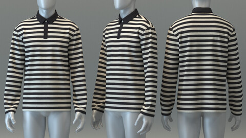 Striped Long Sleeve Polo Shirt