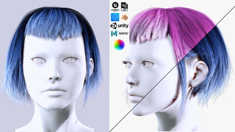 Short Chinese Hairstyle Low-poly