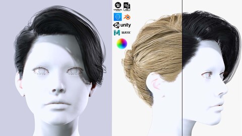 Female Bun Hairstyle Low-poly