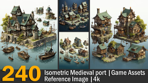 Isometric Medieval port | Game Assets | Reference Images | 4K