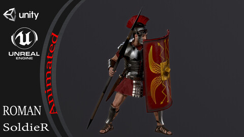 Roman Soldier A pose Low_poly character redy for games