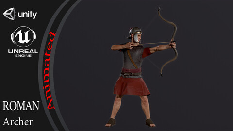 Roman Archer A pose Low_poly character redy for games