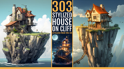 303 Stylized House on Cliff VOL60