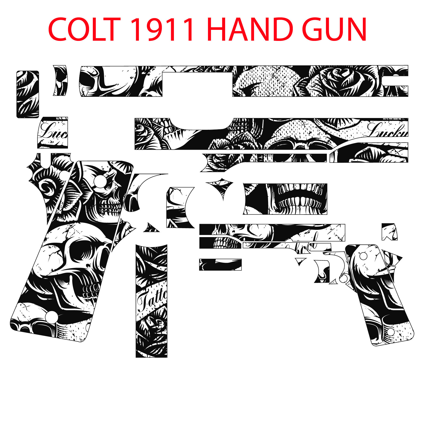 ArtStation - 1911 Gun engraving blank template vector, svg, dxf