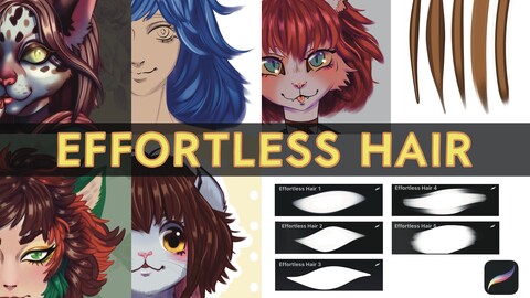 Effortless Hair Brushes for Procreate