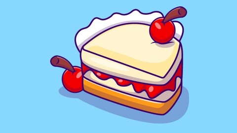 Cake With Cherry Fruit Cartoon