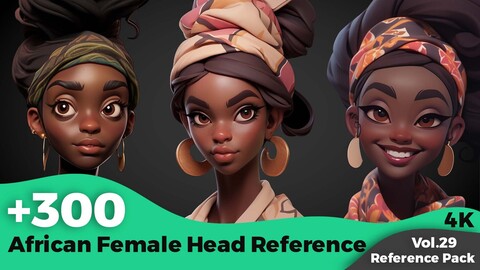 +300 African Female Head Reference(4k)