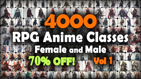 4000 RPG Anime Classes and Characters (Full Body) Reference Pack | MEGA Bundle | 4K | v.1