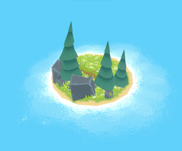 ArtStation - Low poly Stylized game environment - Cozy Island | Game Assets