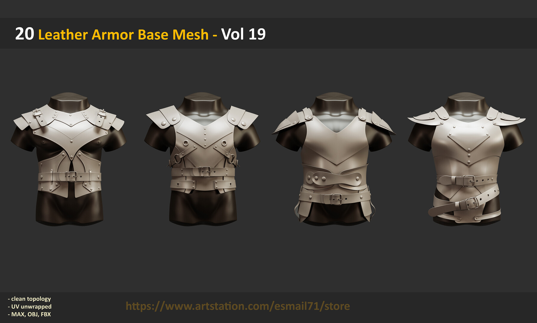ArtStation - 20 PBR Leather Armor Texture /Seamless (Vol 03), Resources