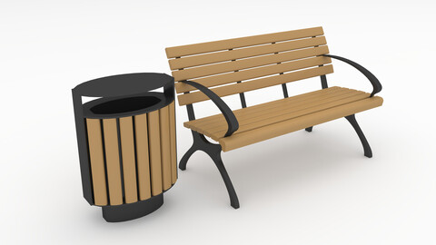 3D Model Bench Park 32