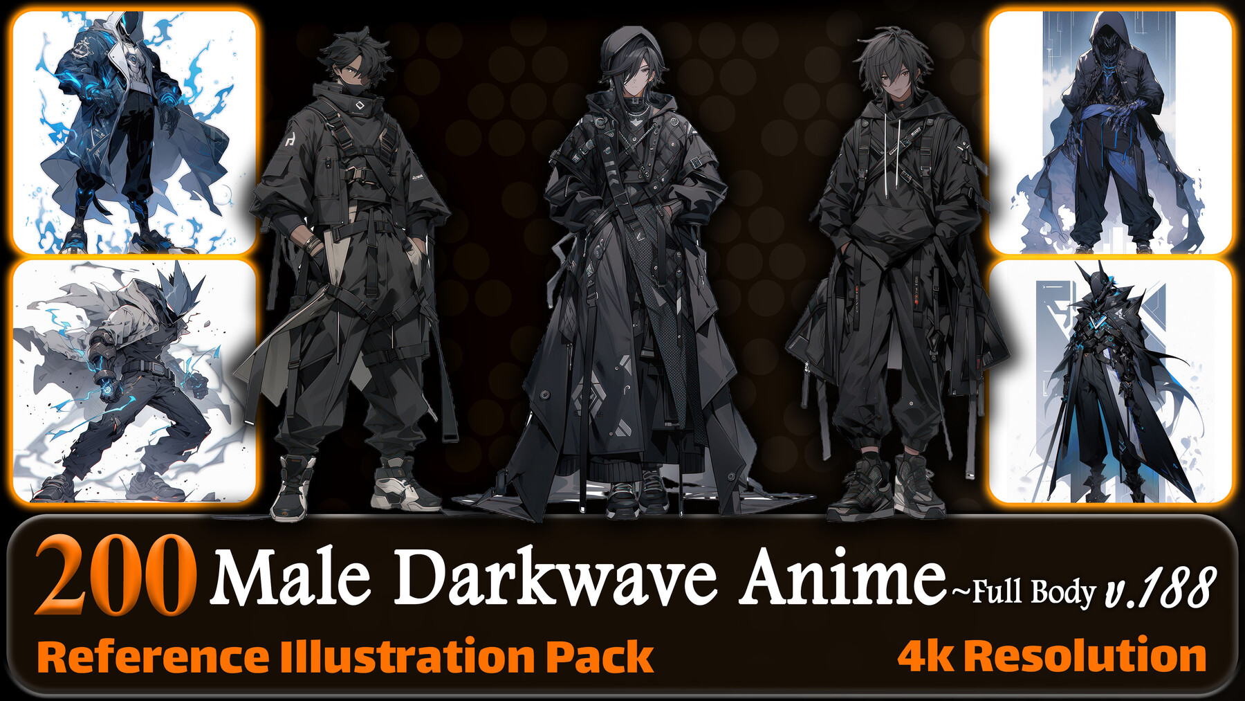 Artstation - 200 Male Darkwave Anime (full Body) Reference Pack 