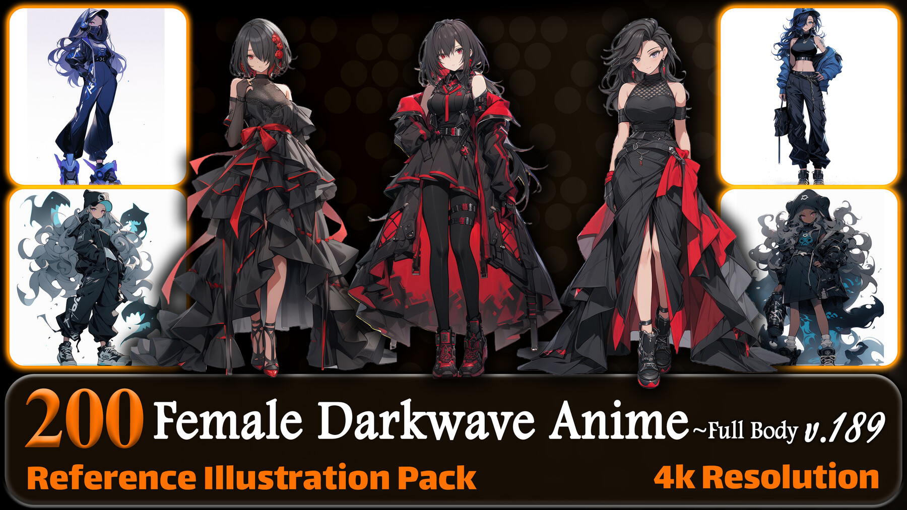 ArtStation - 200 Female Darkwave Anime (Full Body) Reference Pack | 4K ...