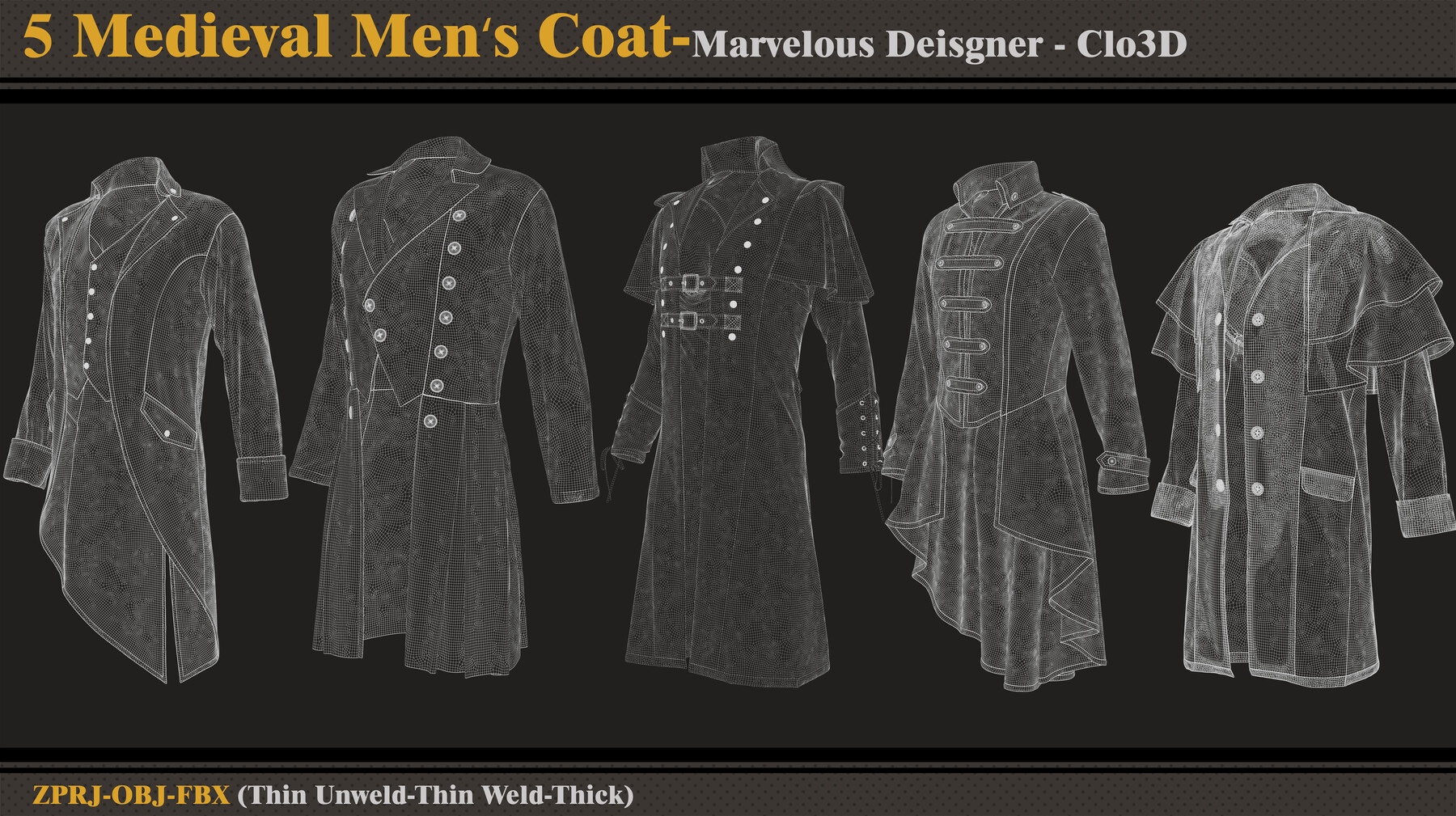 ArtStation - 5 Medieval Men's Coat/Marvelous Designer-Clo3D(ZPRJ +