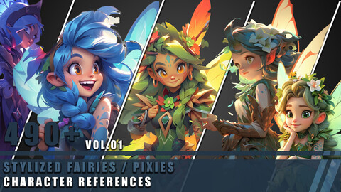 490+ Stylized Fairies / Pixies - Character References Vol.01