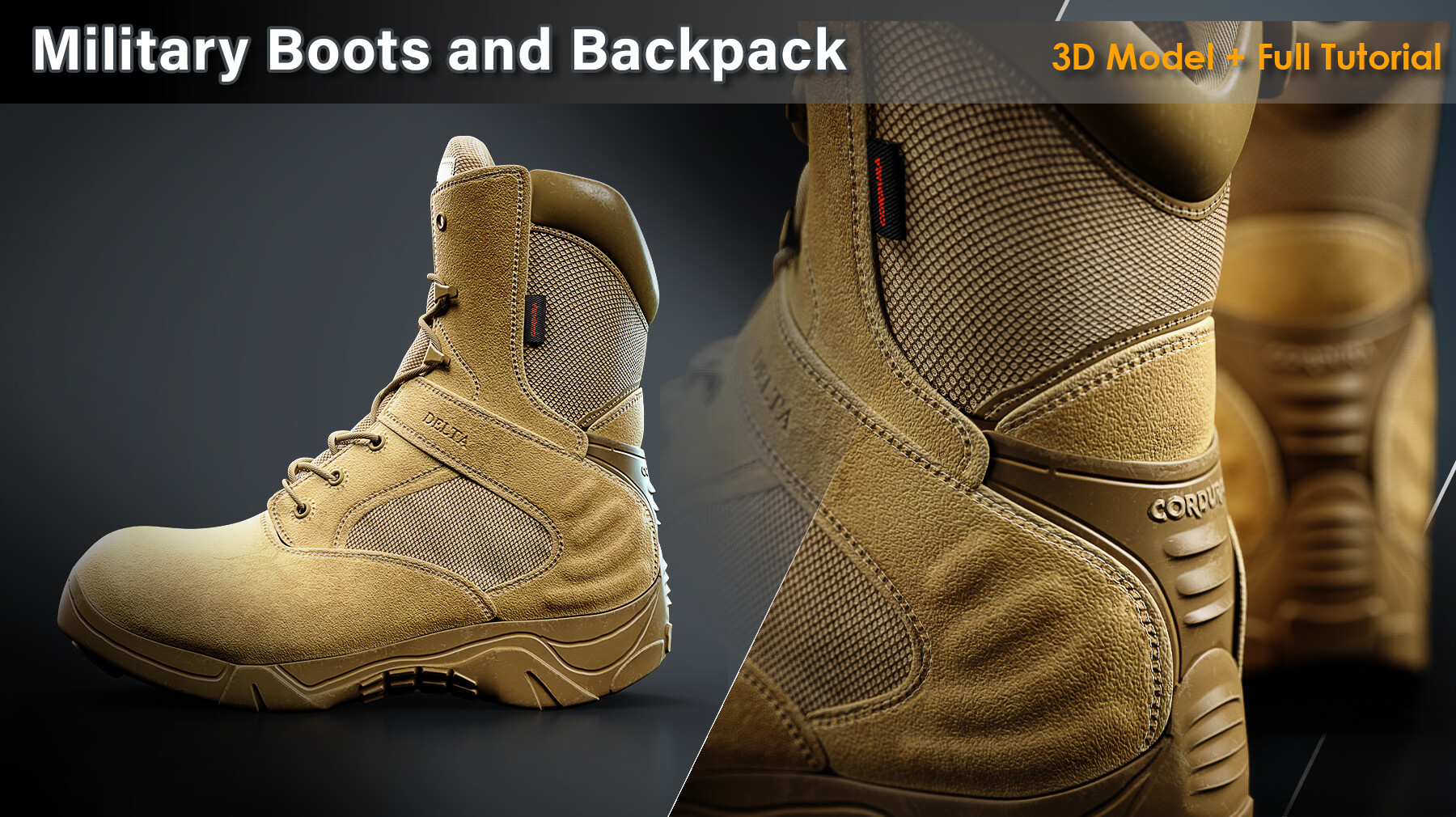 ArtStation - Military Boots and Backpack / 3D Model + Full Tutorial ...