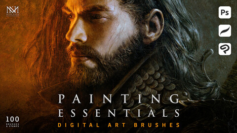 Painting Essentials - 100 Digital Art Brushes - Photoshop, Procreate & Clip Studio Paint