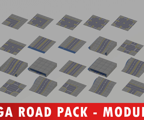 ArtStation - Modular Roads Pack - Mega Road Pack | Game Assets