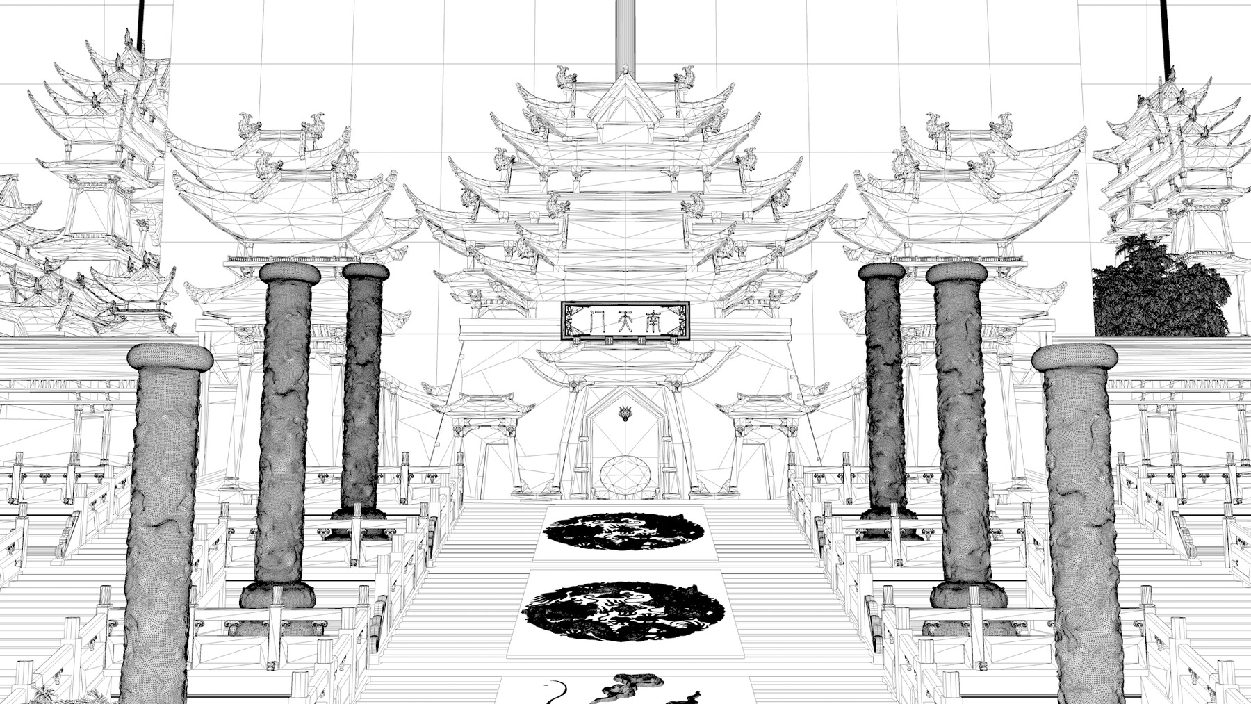 ArtStation - C4D Octane Heavenly Palace Suspended Island Palace ...