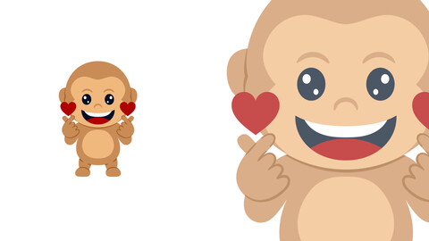 Cute monkey giving love cartoon