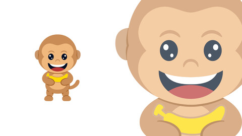 Cute monkey holding banana cartoon