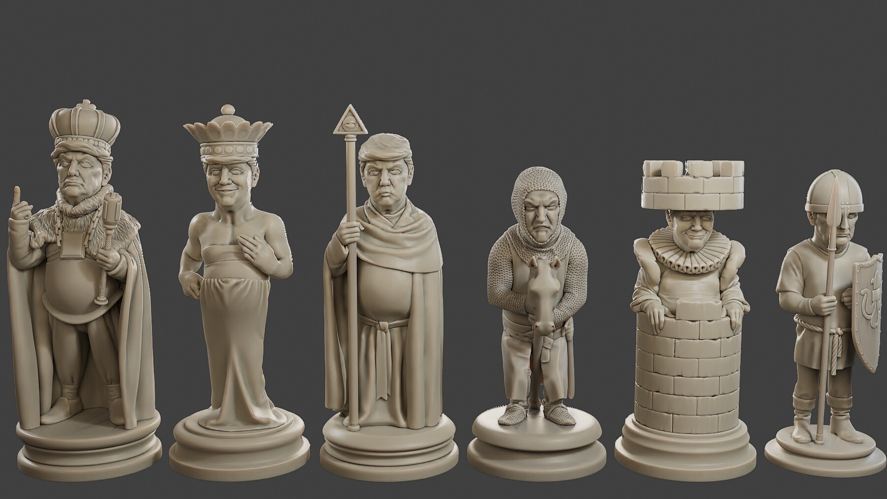 Donald Trump vs Joe Biden Chess 3D Print Model in Figurines 3DExport