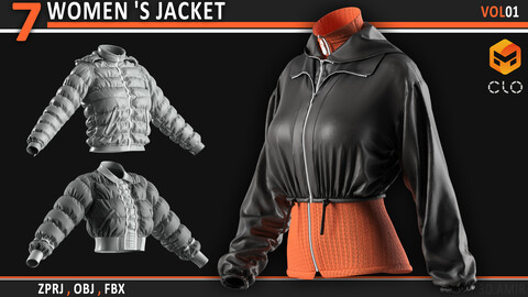 7 Women's jacket - VOL01 / Clo3d(MD) Project + OBJ + FBX