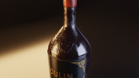 Game Model Realistic Red wine Bottle