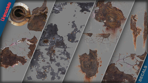 Decals Rusty metal Vol. 9 - Ideal for Photoshop and Substance painter - Normal map included