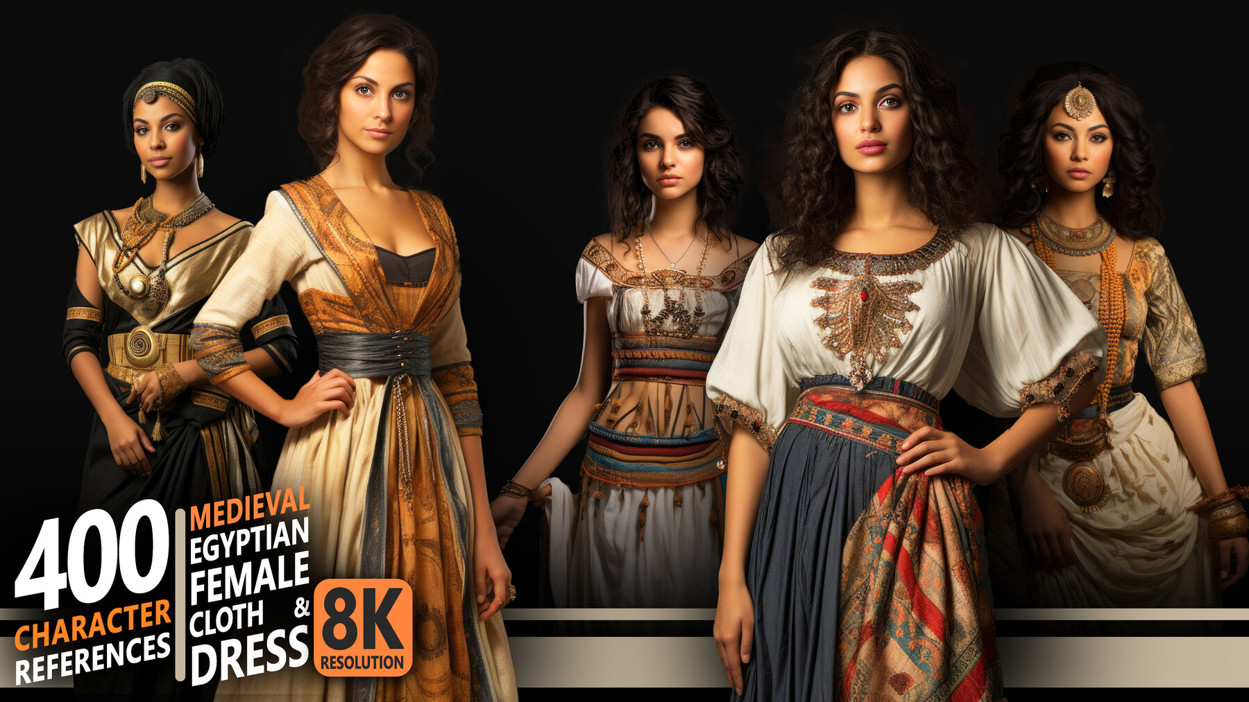 ArtStation - 400 Medieval Egyptian Female Cloth & Dress - Character ...