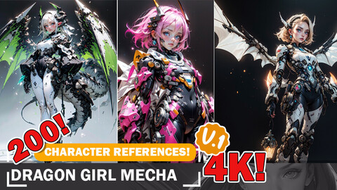 200 Mechanical Dragon Girl Armor Fashion Styles in 4K - Reference Art Collection V1