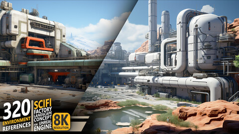 330 Scifi Factory Landscape Concept for Unreal Engine - Environment References | 8K Resolution